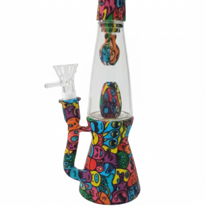 BONG SILICONA Y CRISTAL ESTAMPADO