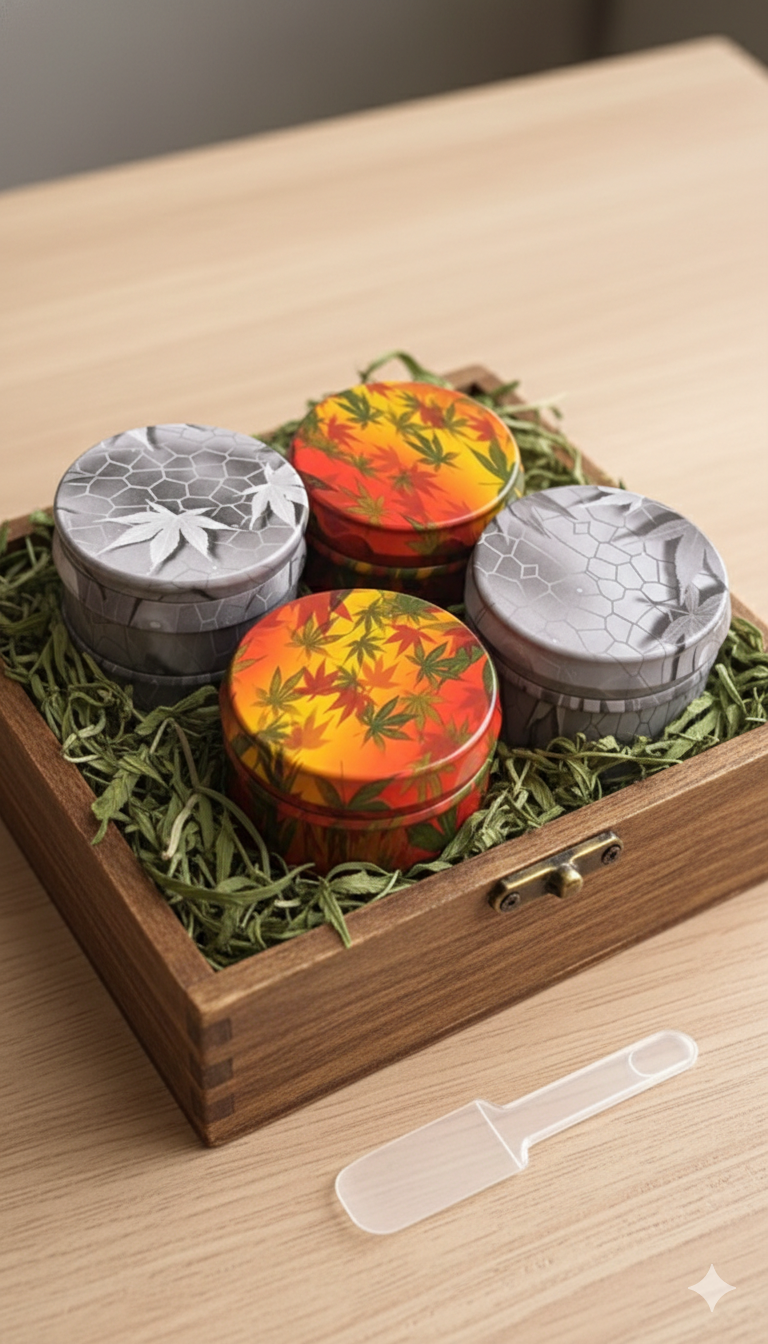 GRINDER METALICO 4 PARTES HOJAS ESTAMPADO - Imagen 2