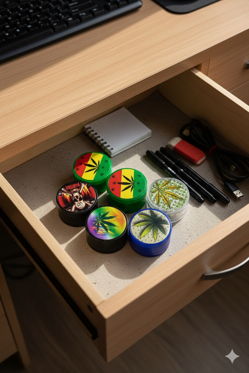 GRINDER PLASTICO GRANDE 4 PISOS STICKERS - Imagen 4
