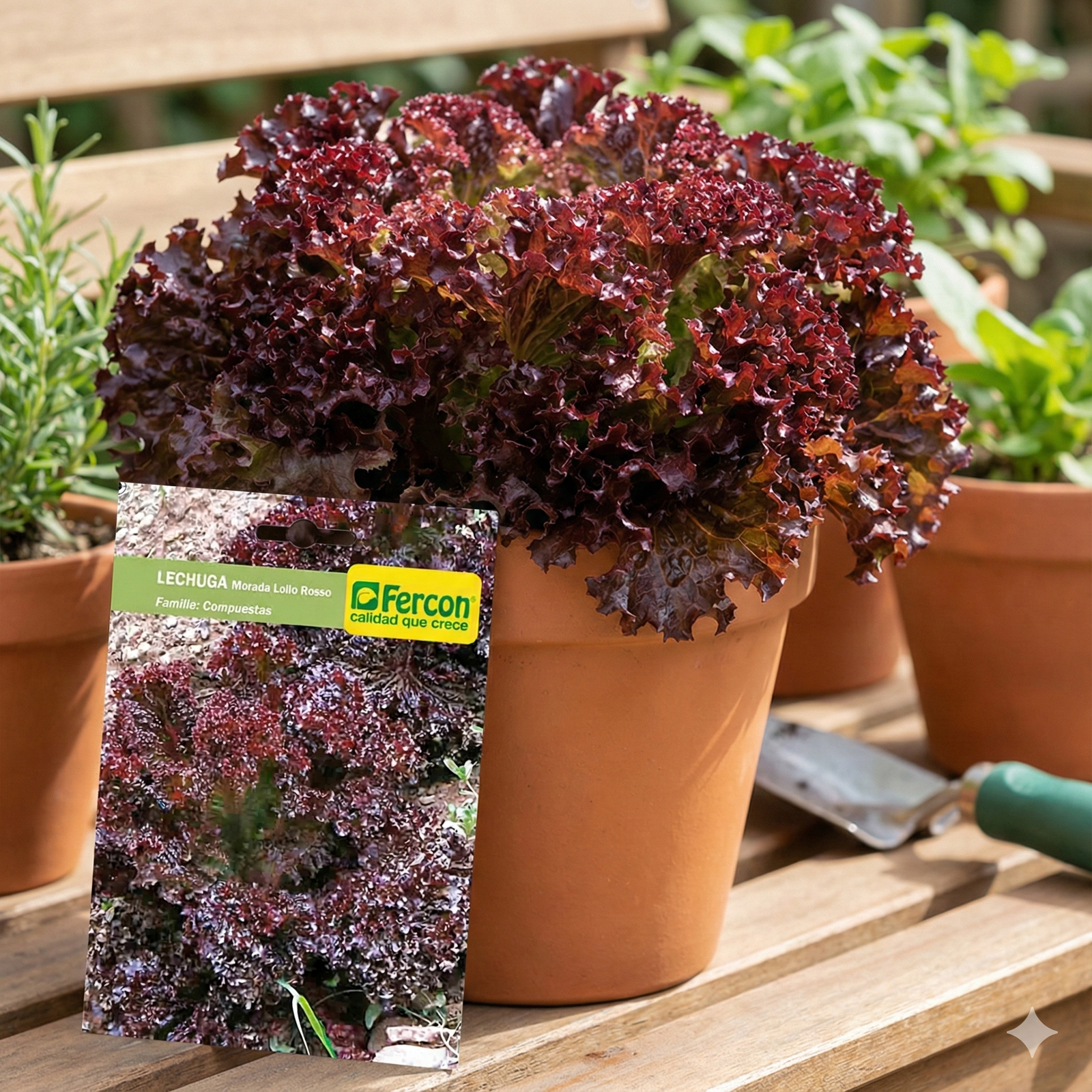 Semillas Hortalizas Lechuga Morada Lollo Rosso Fercon - Imagen 5
