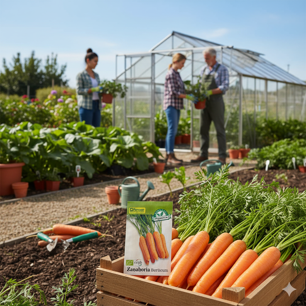 Zanahorias variedad Berlicum largas y naranjas recién cosechadas.