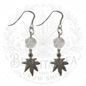 Aretes cristal checo: par de aretes de cristal transparente y hoja plateada con la marca de agua de Bendita Sea