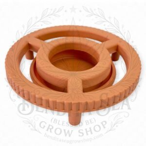Base para matera con rodachines de 22 cm en terracota, vista de frente