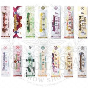Blunt Wrap High Hemp Organics x2: sobres de sabores en dos filas, sobre fondo blanco