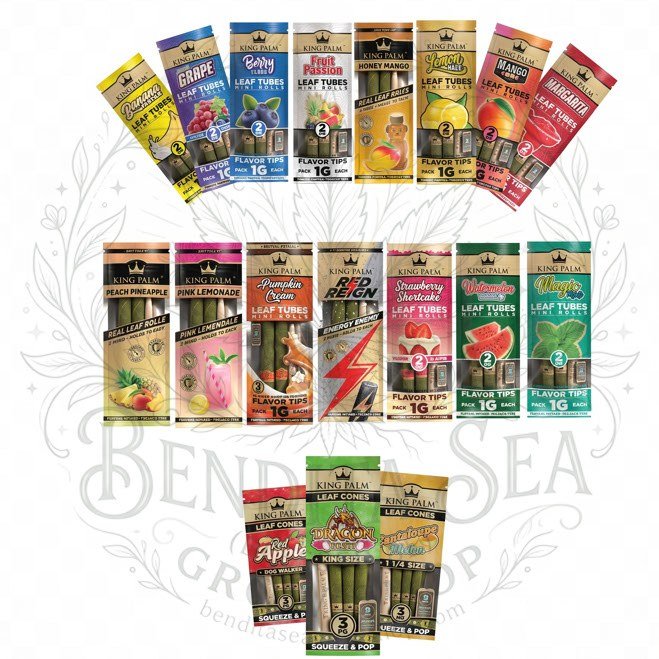 Blunt Wrap King Palm Mini x2: sobres de sabores, sobre fondo blanco