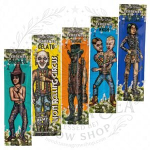 Blunt Wrap Lion Rolling Circus Terpenos: cinco variedades sobre fondo blanco