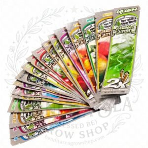 Blunt Wrap Platinum x2: abanico de sobres de sabores, sobre fondo blanco
