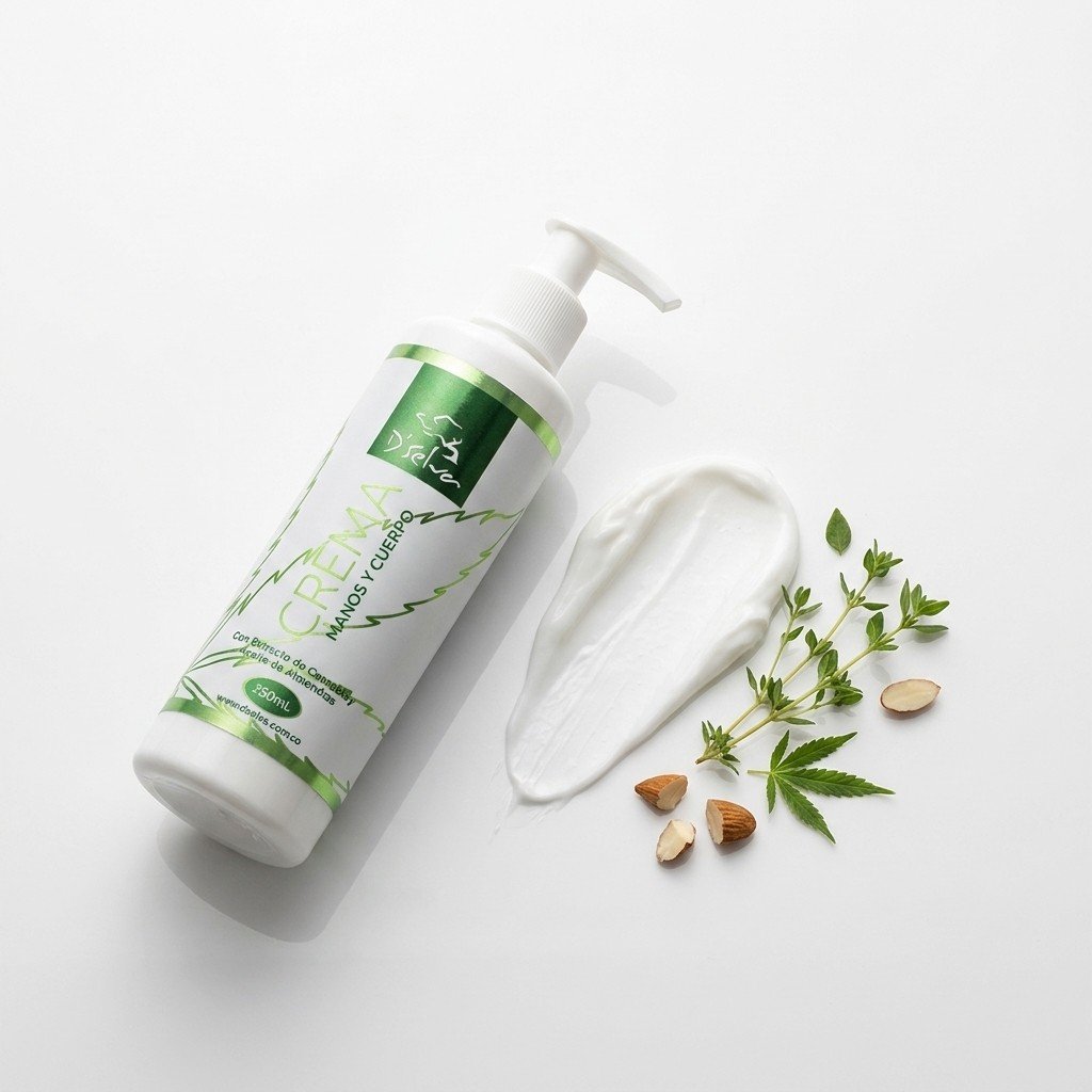 Crema de manos y cuerpo CBD Dselva original en escenario de cuidado corporal 3