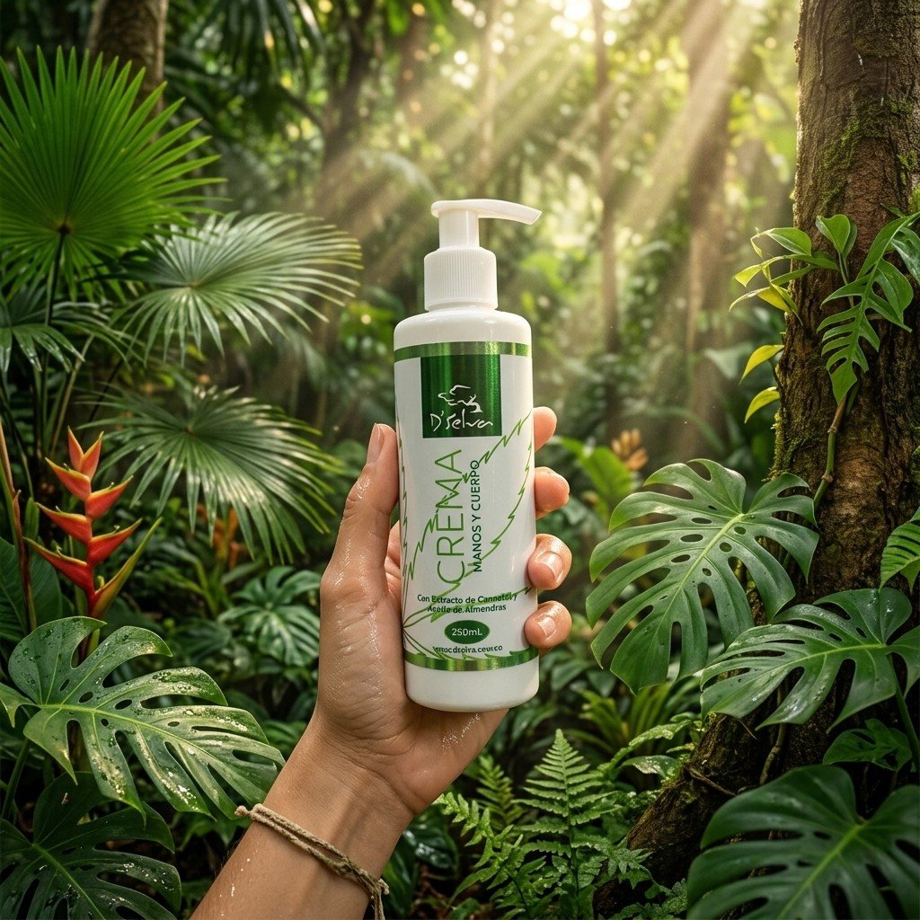 Crema de manos y cuerpo CBD Dselva original en escenario de cuidado corporal 4