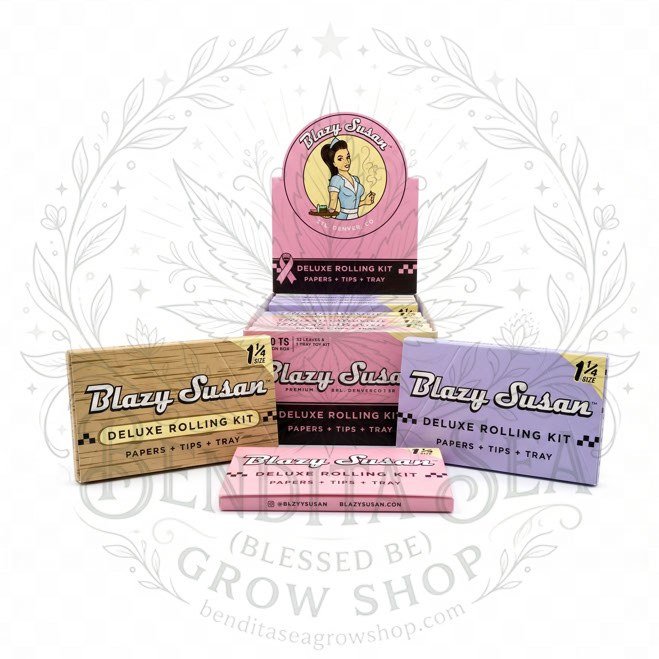 Cueros Papeles Blazy Susan #9 + Tips: caja exhibidora y kits, sobre fondo blanco