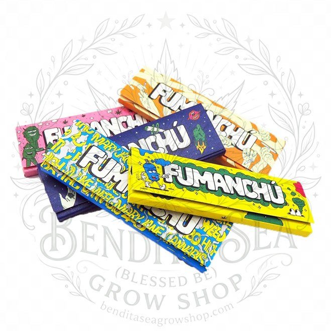 Cueros Papeles Fumanchu Ultra Fino #9: librillos de colores sobre fondo blanco