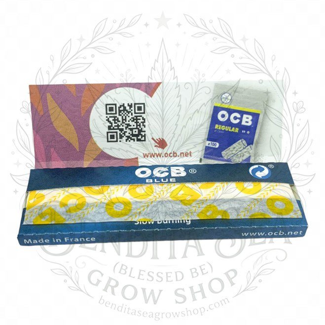 Cueros Papeles OCB X-Pert Blue #7 en su librillo abierto, con las hojas a la vista