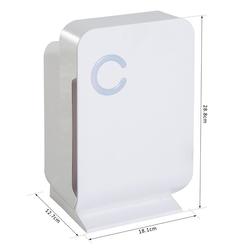 Deshumidificador de 1,3 litros con sus medidas: 28,8 x 18,1 x 12,7 cm