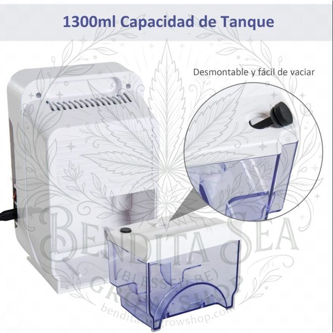 Depósito desmontable de 1300 ml del deshumidificador, fácil de vaciar