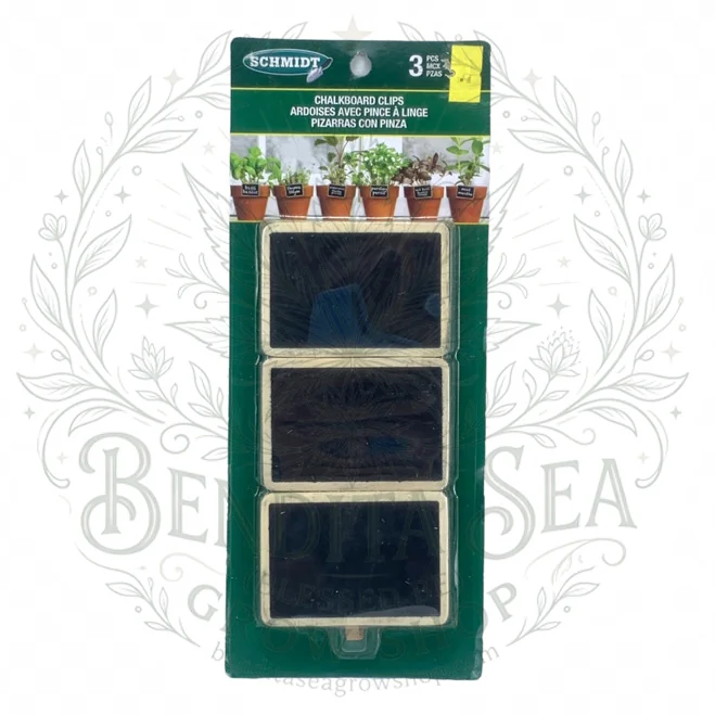 Empaque Schmidt con tres etiquetas para plantas de pizarra con pinza de madera