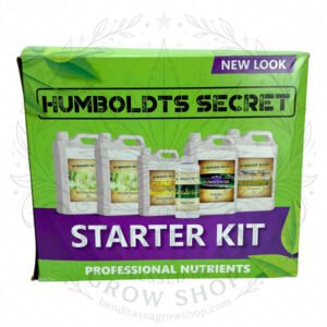 Caja verde del Starter Kit de fertilizantes Humboldts Secret con los seis frascos impresos