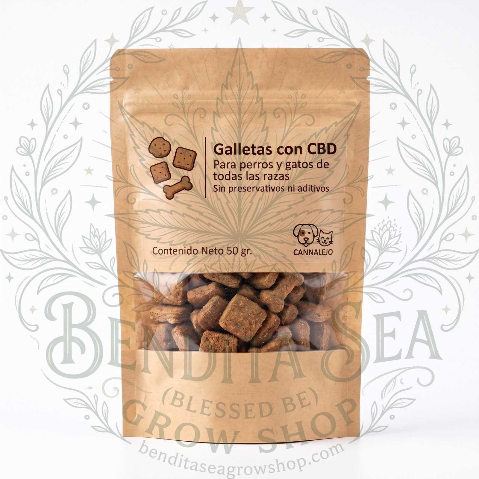 Galletas con CBD para Mascotas 50g Cannalejo con marca de agua
