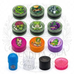 Grinder Mediano Plástico: grinders con estampados y de colores, sobre fondo blanco