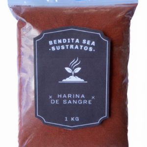 Bolsa de 1 kg de harina de sangre, fertilizante orgánico rico en nitrógeno para el crecimiento de plantas.