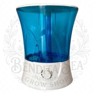Humidificador ultrasónico de 8 litros con tanque azul, vista de frente