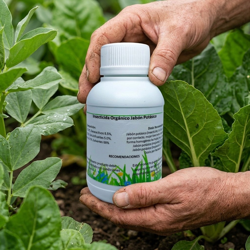 aplicación por contacto de jabón potásico en cultivo de vegetales