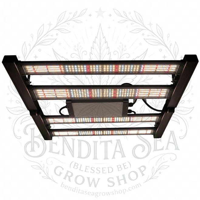 Lámpara LED Spectrum de 240 W con barras de diodos y driver central sobre fondo blanco