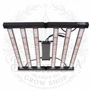 Lámpara LED Spectrum de 480 W con barras de diodos y driver central sobre fondo blanco