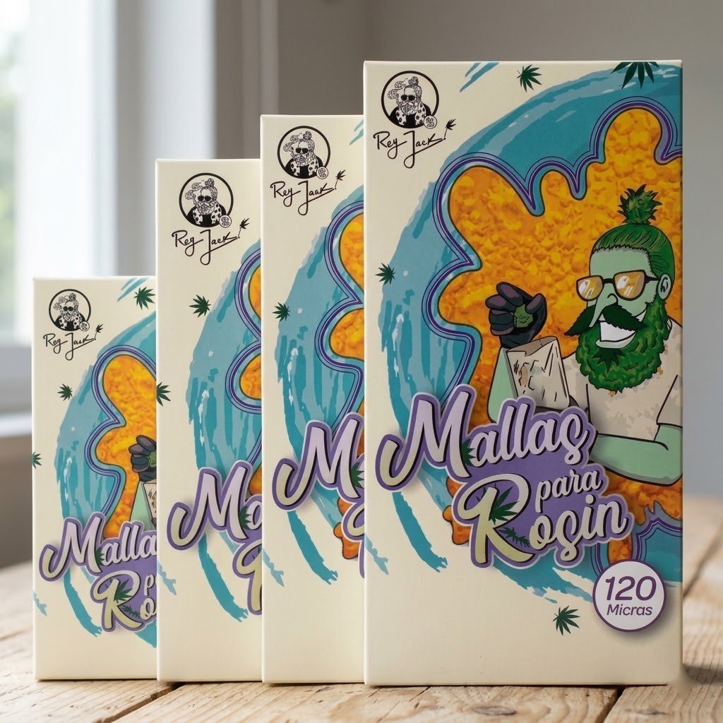 Malla para Rosin 120 Micras Grande: cajas de mallas sobre una mesa de madera