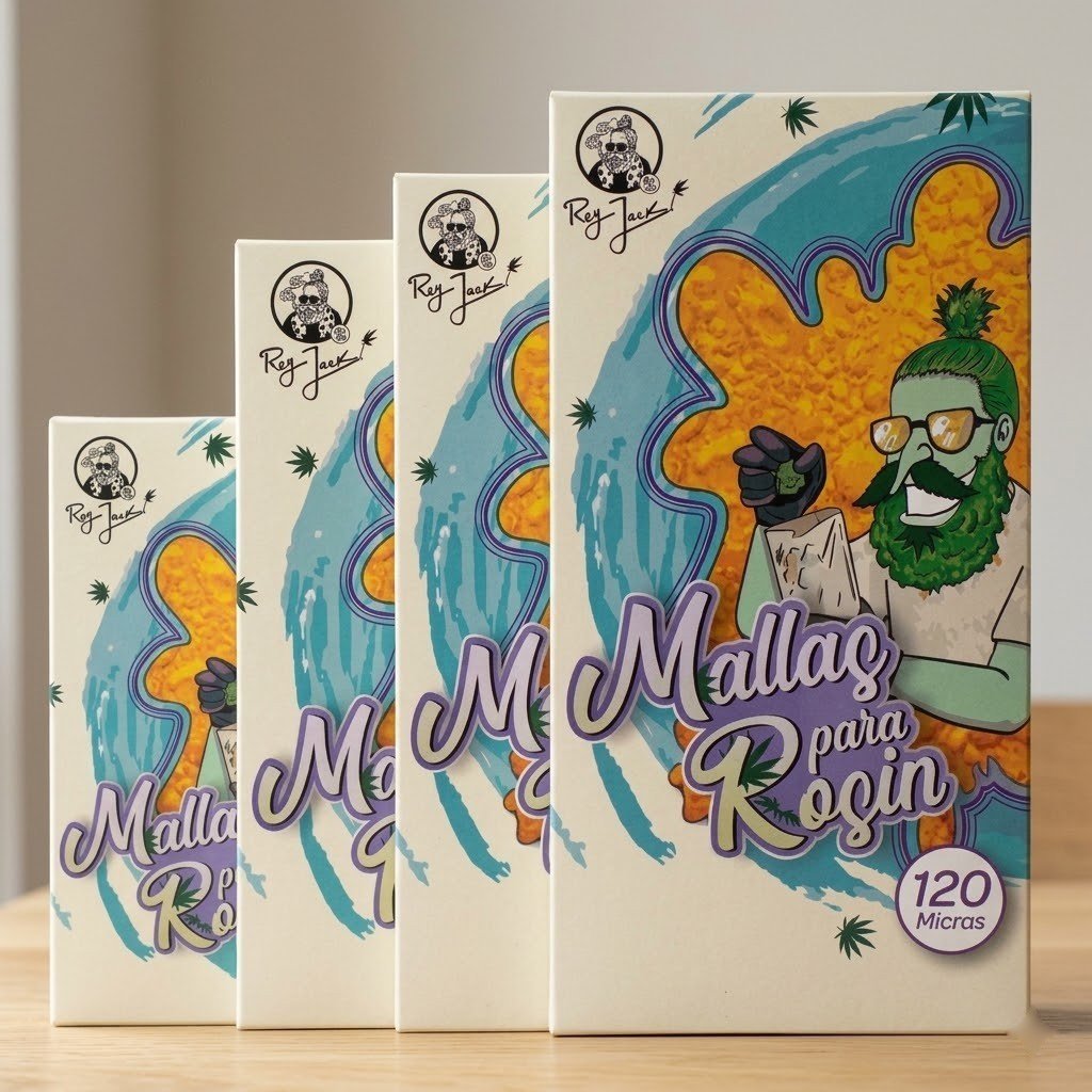 Malla para Rosin 120 Micras Pequeña: cajas de mallas sobre una mesa de madera