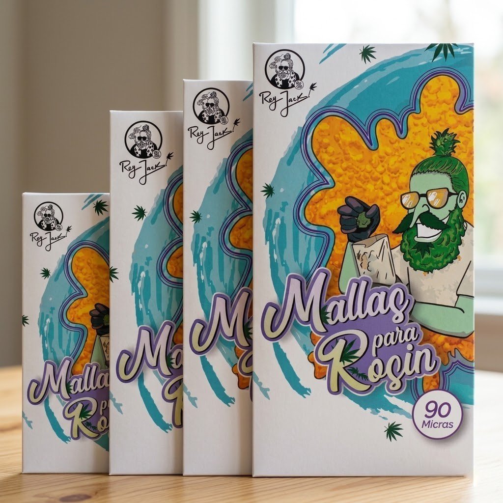 Malla para Rosin 90 Micras Pequeña: cajas de mallas sobre una mesa de madera