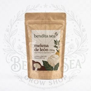 Melena de León Bendita Sea 250g: bolsa de 250 g, sobre fondo blanco