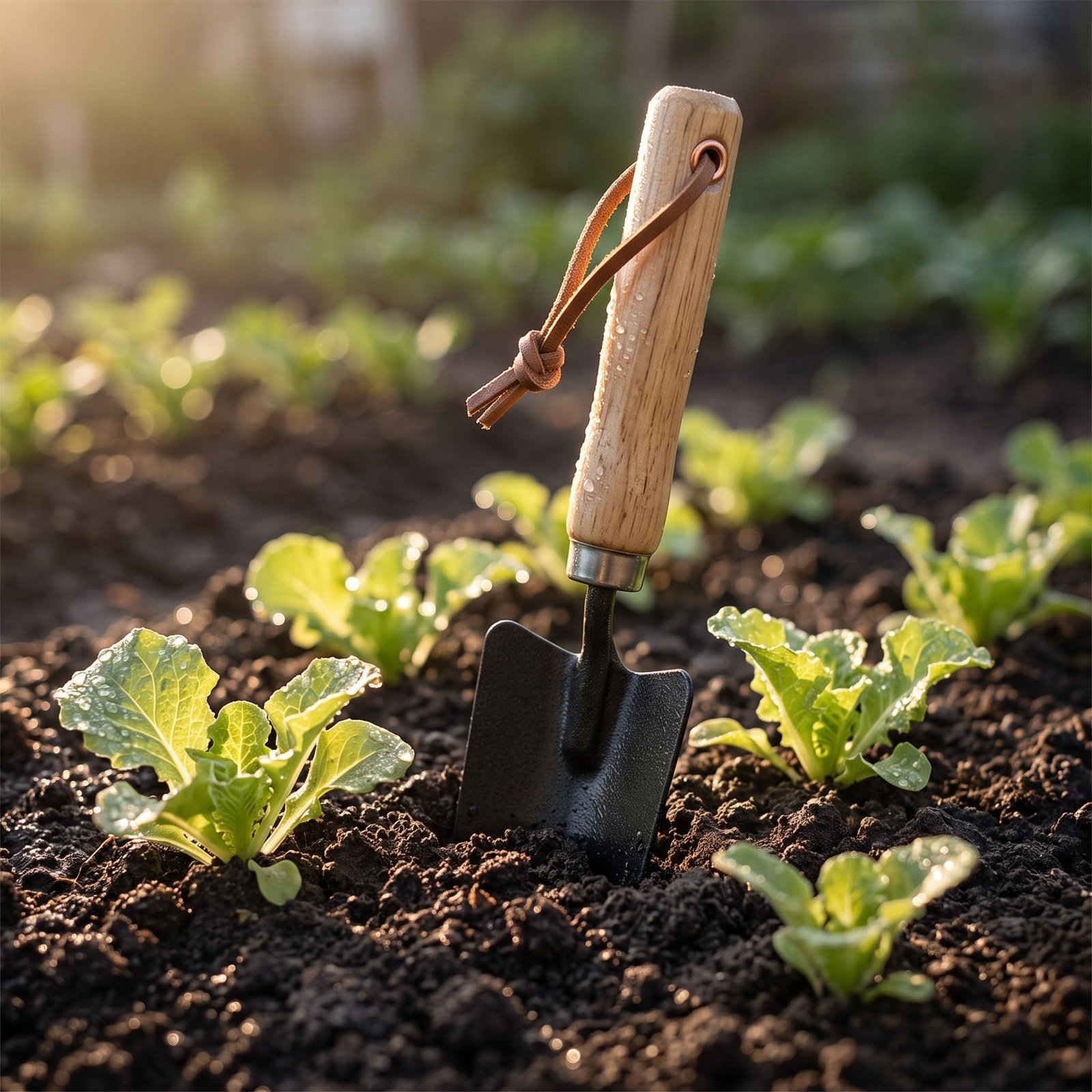 Pala pequeña para jardín en uso en una huerta