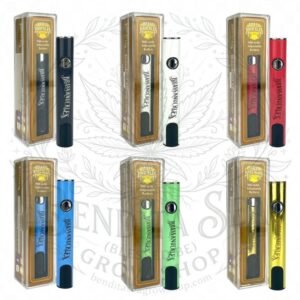 Pila Cartuchos Brass Digitales: seis pilas con sus cajas, sobre fondo blanco