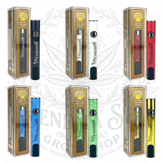 Pila Cartuchos Brass Digitales: seis pilas con sus cajas, sobre fondo blanco