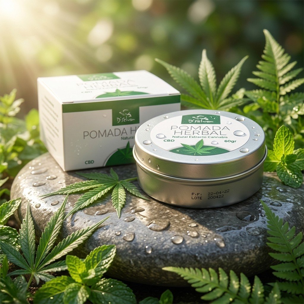 Pomada de cannabis medicinal Dselva original en escenario capilar o terapéutico 1