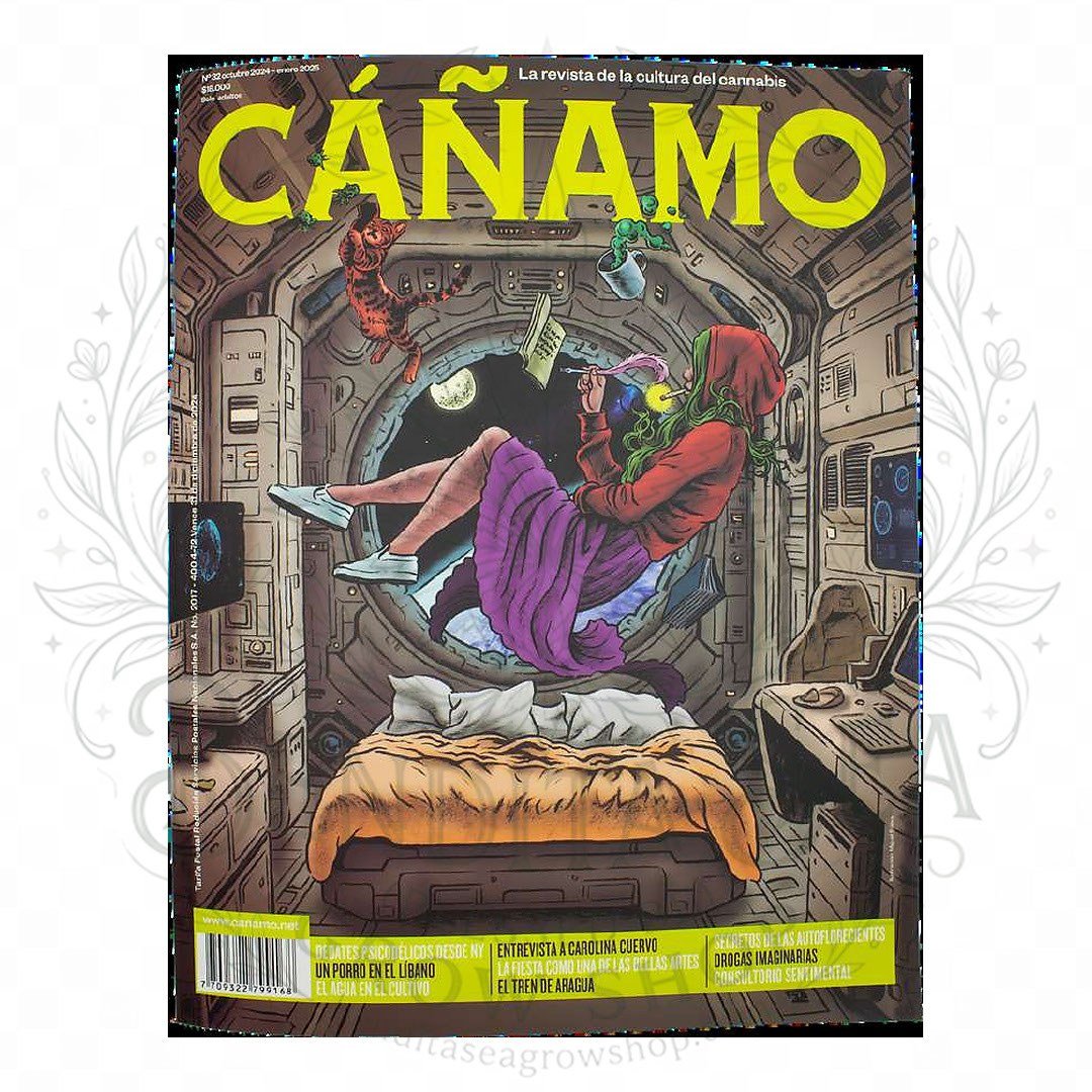 Revista Cáñamo número 32: portada sobre fondo blanco con marca de agua