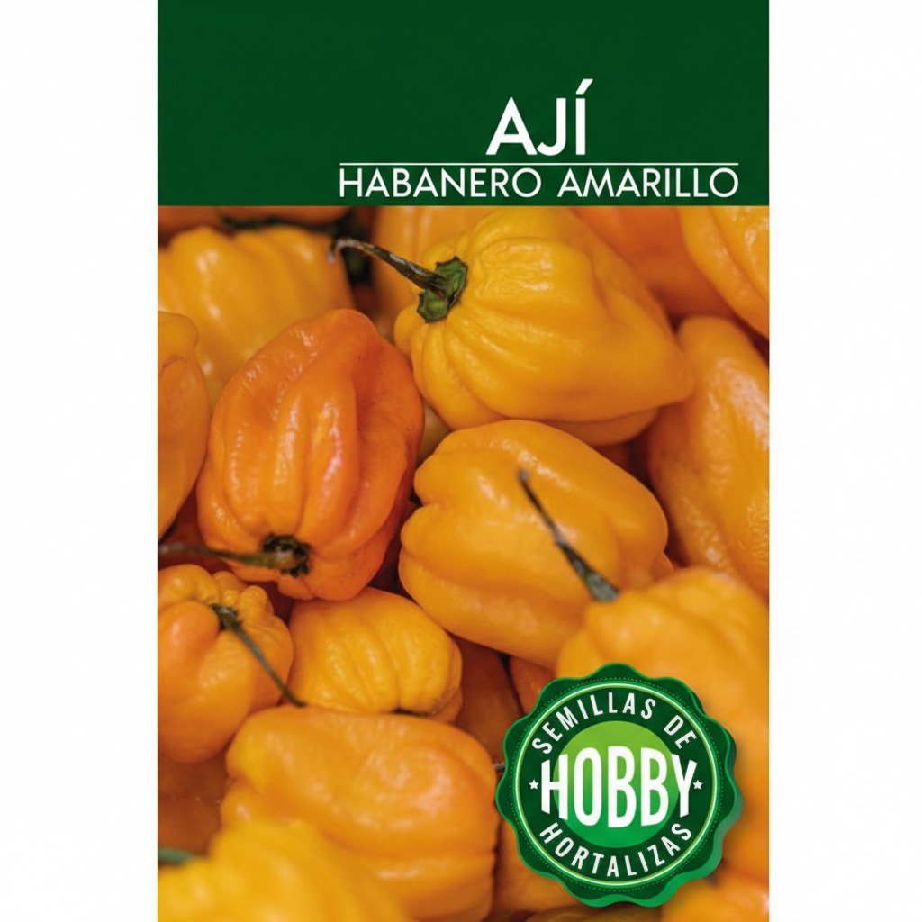 Semillas de Ají Habanero Amarillo Fercon: sobre de semillas de ají habanero amarillo, vista frontal