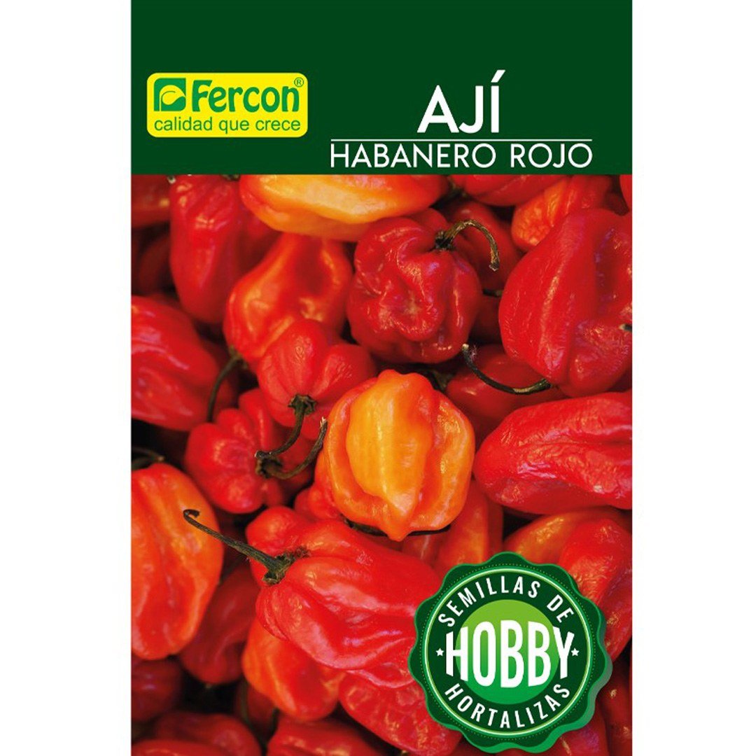 Semillas de Ají Habanero Rojo Fercon: sobre de semillas de ají habanero rojo Fercon, vista frontal