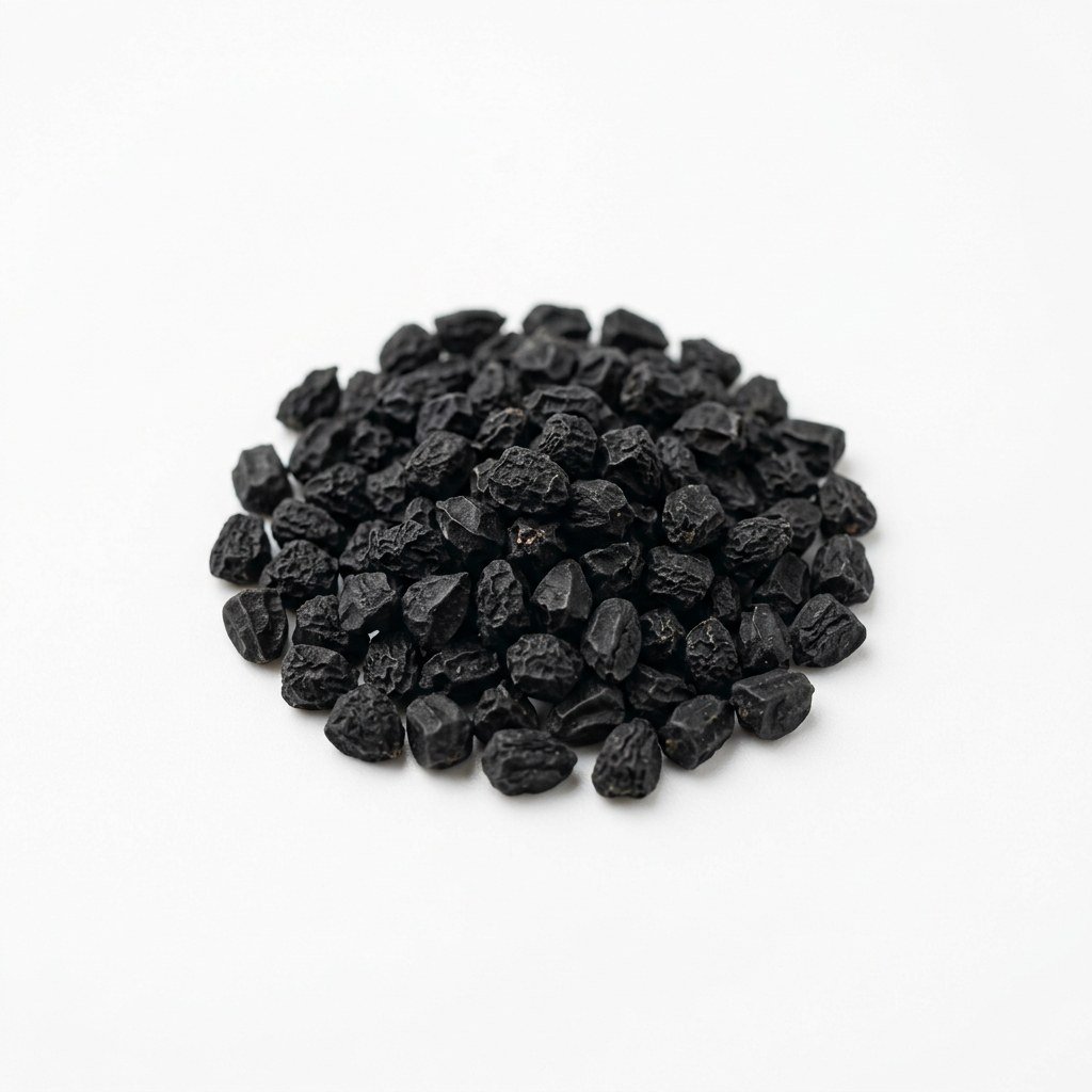 Semillas de Cebolla Puerro Fercon: semillas negras de cebolla puerro sobre fondo blanco