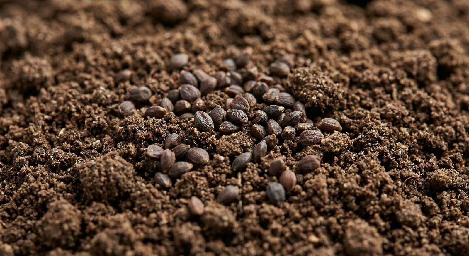 Semillas de Cebolla Puerro Fercon: semillas cafés sobre la tierra