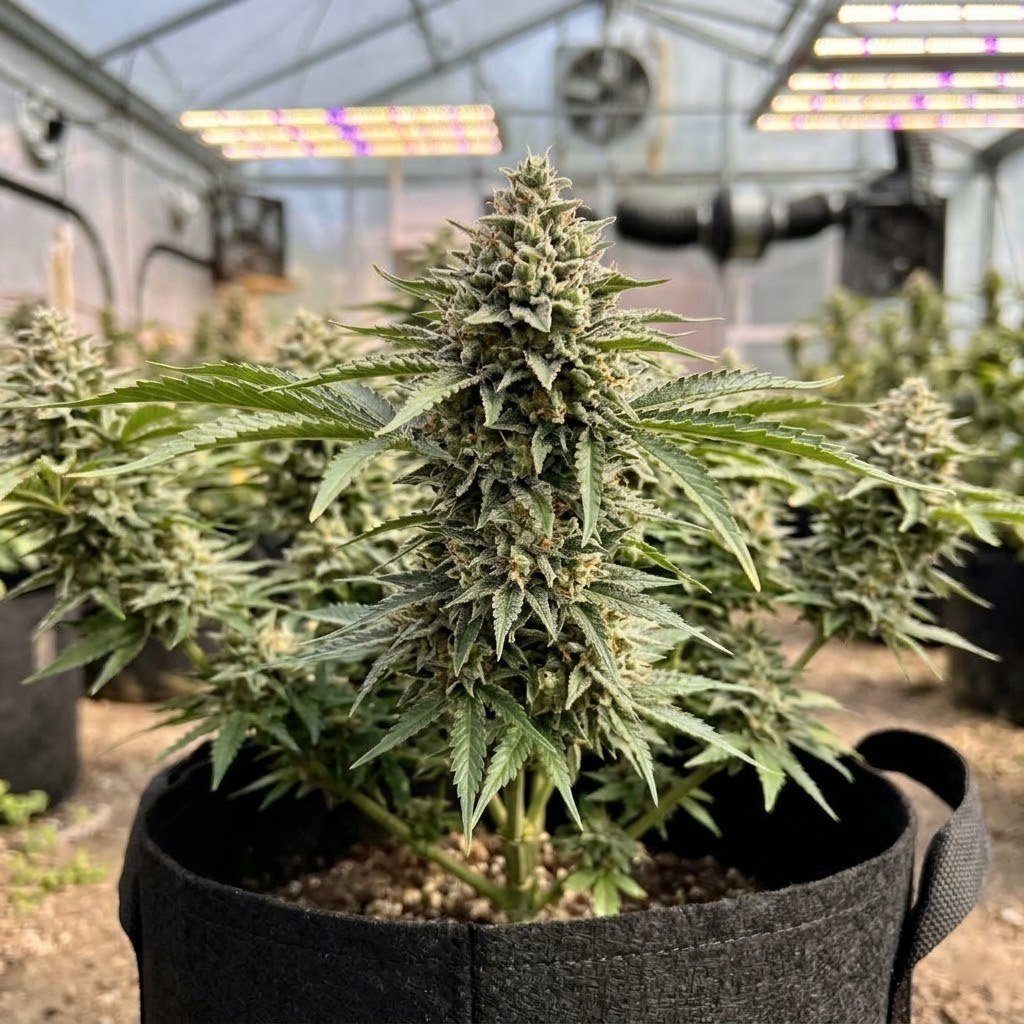 semillas Original White Widow: planta de Original White Widow en floración en un cultivo de interior
