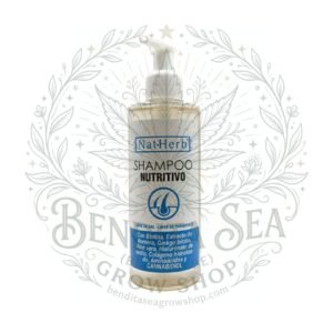 Shampoo de cannabis Natherb con marca de agua de Bendita Sea Growshop