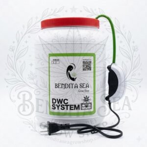 Sistema DWC hidropónico de 3 litros Bendita Sea con su bomba de aire, vista de frente