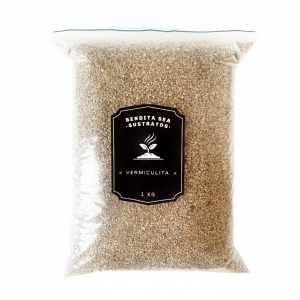Sustrato de vermiculita de 1kg en su empaque, listo para usar en plantas.